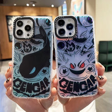 Lade das Bild in den Galerie-Viewer, Anime Cartoon Pokémon Gengar Laser Phone Cases For iPhone 14 13 12 11 Pro Max XR XS MAX X Couple Anti-drop Soft Back Cover Gift
