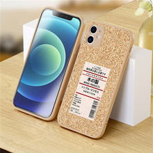 Load image into Gallery viewer, Japanese Wood Grain Label Phone Case For iPhone 14 13 12 11 Pro Max XR Soft Cork Fiber Cooling Couple Cover
