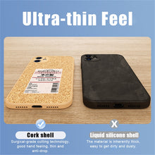 Carica l&#39;immagine nel visualizzatore di Gallery, Japanese Wood Grain Label Phone Case For iPhone 14 13 12 11 Pro Max XR Soft Cork Fiber Cooling Couple Cover
