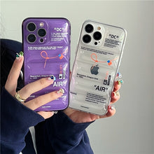 Carica l&#39;immagine nel visualizzatore di Gallery, Purple fashion Down Jacket Luxury SNEAKERS shoelace labels case for iphone 14 13 12 11 Pro Max sports shoes clear cover

