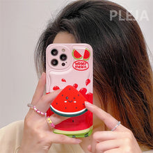 Lade das Bild in den Galerie-Viewer, Cute Watermelon Glossy Phone Case For iphone 13 12 11 Pro Max X XR XS Max Cover with Strand Holder Air Shockproof Soft Cases
