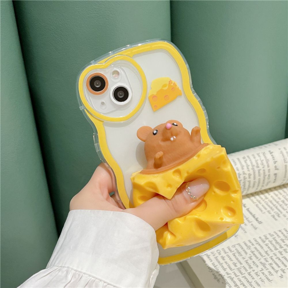 3D Stress Reliever Funny Cheese Phone Case For iPhone