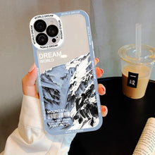 Load image into Gallery viewer, Snow Mountain landscape Transparent Phone Case For iPhone  13 12 11 14 Pro Max Cases Luxury Clear back Cover
