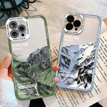 Load image into Gallery viewer, Snow Mountain landscape Transparent Phone Case For iPhone  13 12 11 14 Pro Max Cases Luxury Clear back Cover
